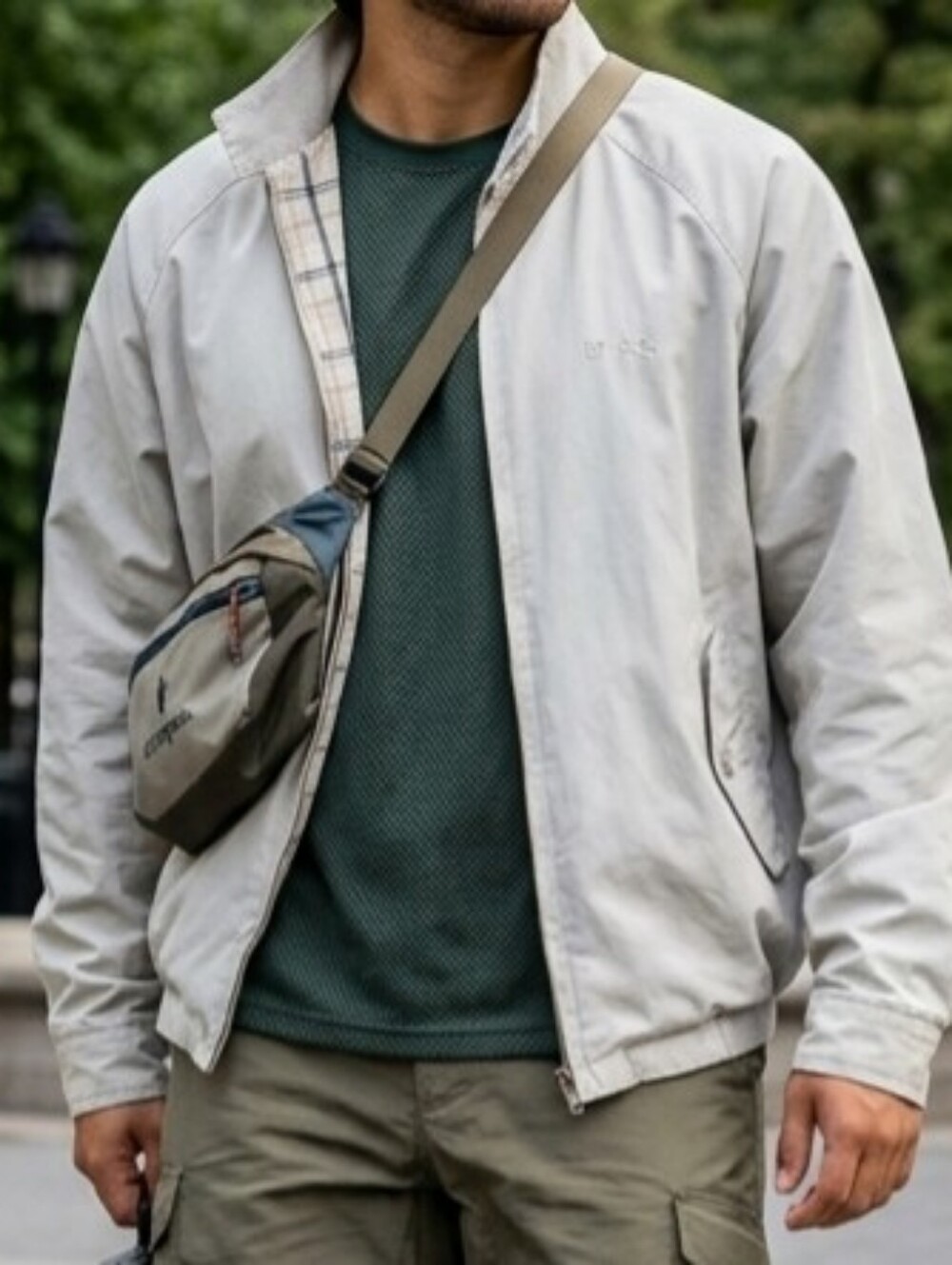 Men's Beige And Plaid Reversible Jacket Gorpcore